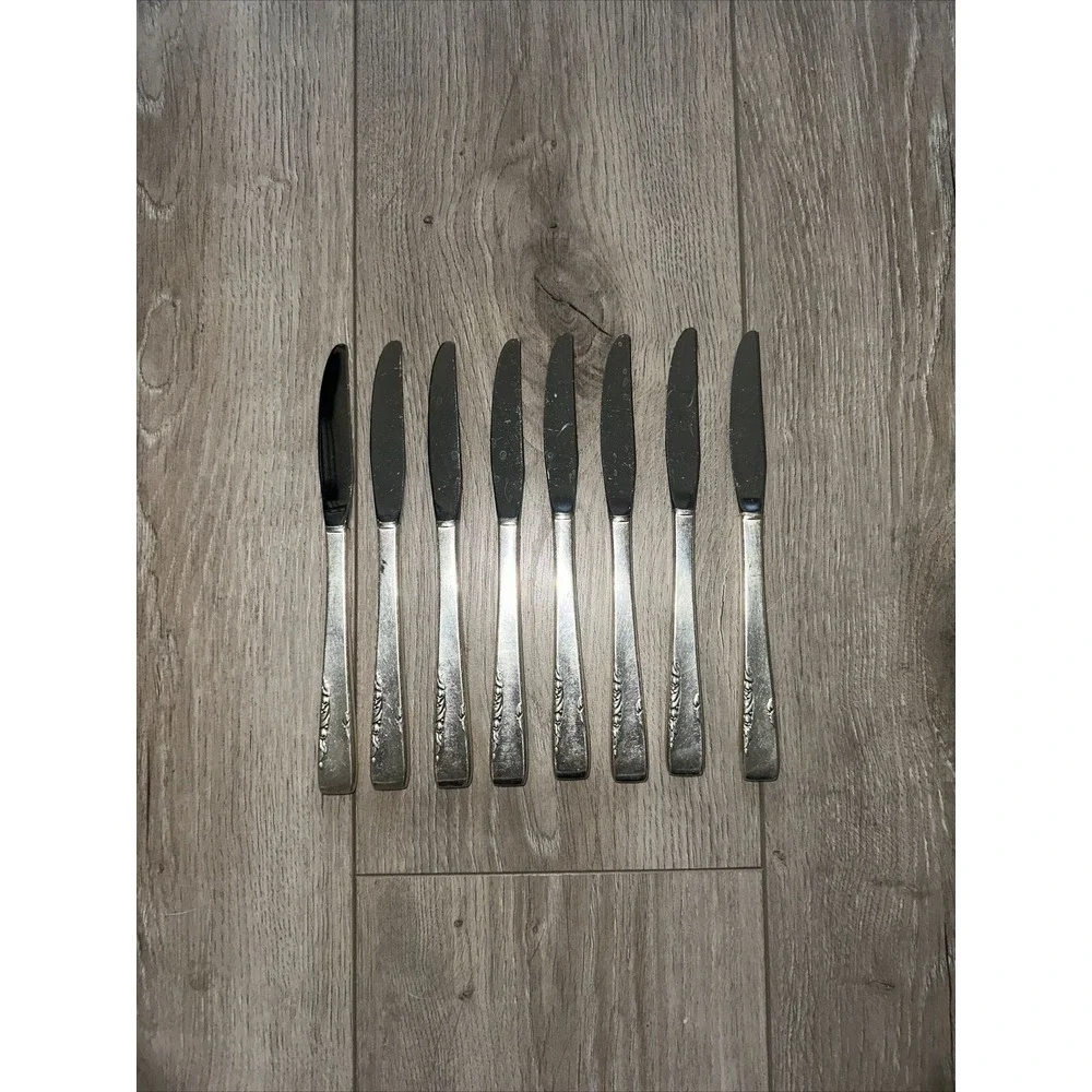 8 Luncheon Knives Flat 1881 Rogers Oneida Proposal Silverplate Knife‎